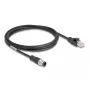 Võrgukaabel DeLOCK M12 kaabel D-koodiga 4 kontakti isane RJ45 isasele Cat5e 2 m Must
