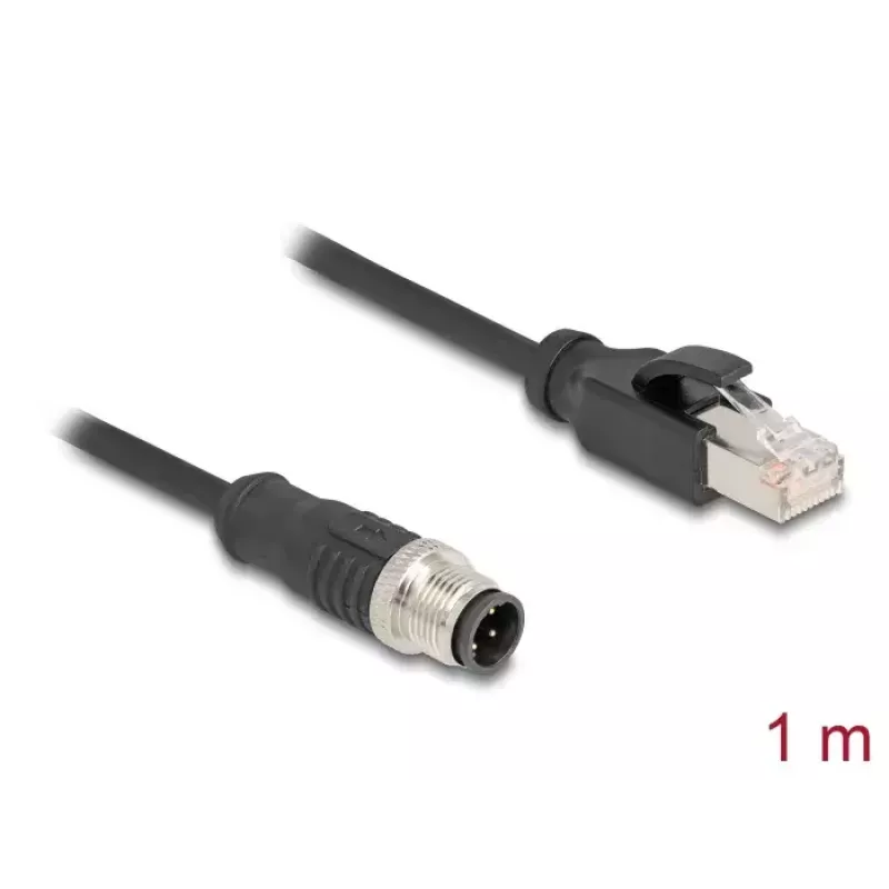 Võrgukaabel DeLOCK M12 kaabel D-kodeeritud 4 kontakti isane RJ45 isasele Cat5e 1 m Must