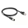 Võrgukaabel DeLOCK M12 kaabel D-kodeeritud 4 kontakti isane RJ45 isasele Cat5e 1 m Must