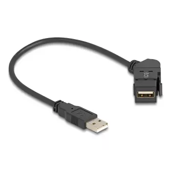 DeLOCK USB 2.0 tüüp-A paneelikinnitusega emane 45° nurgaga tüüp-A isasele 30 cm kaabel must