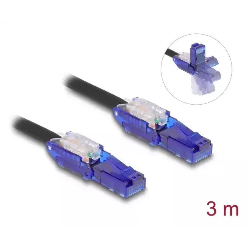 Võrgukaabel DeLOCK 80928 RJ-45 Cat6 3 m must lilla