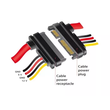 SATA-kaabel DeLOCK 83804 1m SATA 22-kontaktiline must punane kollane