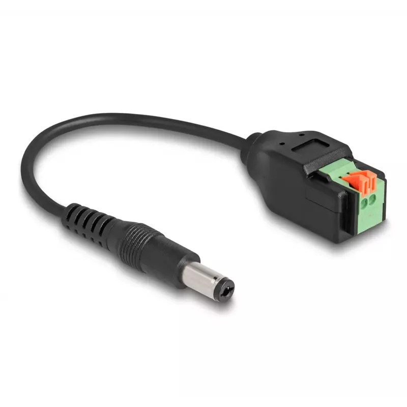 DeLOCK DC-kaabel 2,1 x 5,5 mm isane kuni 2-kontaktilise klemmiploki adapter 15 cm