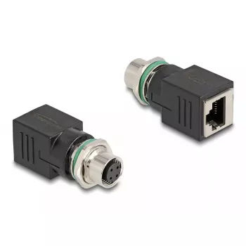 DeLOCK M12 adapter D-kodeeritud 4 kontaktiga emane RJ45 pesa otse