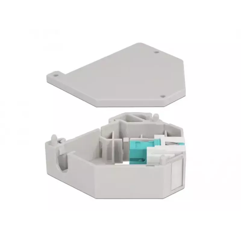 Keystone moodul DELOCK 87173 — SC-SC dupleks, aqua/hall/valge, 60,1×59,4×21,6 mm