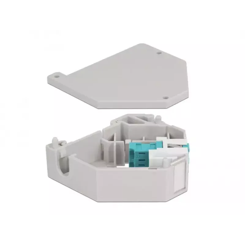 Keystone module DELOCK 87194 with LC to LC connectors, aqua/hall/Valge, 60.1×59.4×21.6 mm