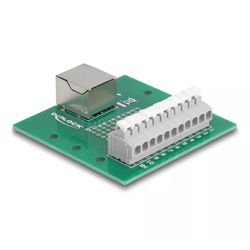 DeLOCK RJ50 female to Terminal Block with push-button for DIN rail