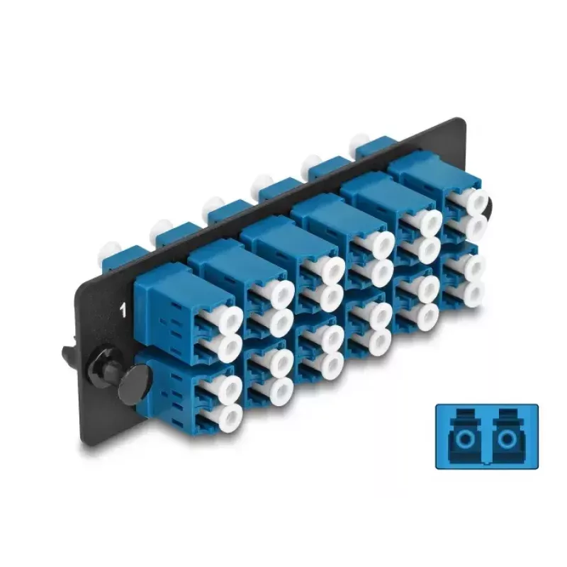 DeLOCK kiudoptiline adapterpaneel LC Duplex UPC 12 porti sinine