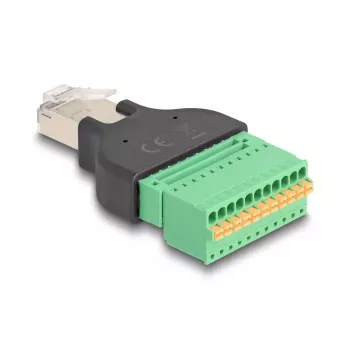 DeLOCK RJ50 isane klemmiploki adapter koos surunupuga 11 kontaktiga klemmiplokiga