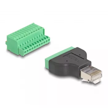 DeLOCK RJ50 isane klemmiploki adapter koos surunupuga 11 kontaktiga klemmiplokiga