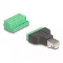 DeLOCK RJ50 isane klemmiploki adapter koos surunupuga 11 kontaktiga klemmiplokiga