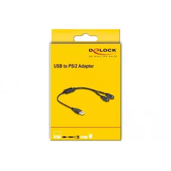 DeLOCK 61061 PS/2 kaabel 0,43 m 2x 6-kontaktiline Mini-DIN USB A Must
