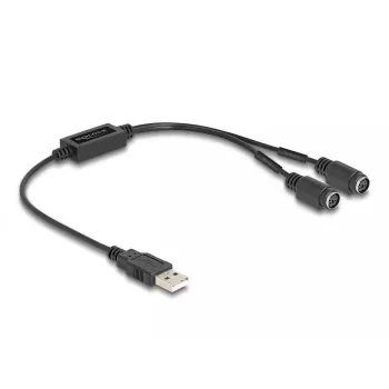 DeLOCK 61061 PS/2 kaabel 0,43 m 2x 6-kontaktiline Mini-DIN USB A Must
