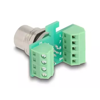 DeLOCK M12 ülekandemooduli adapter 8 kontaktiga A-koodiga emane kuni 9 kontaktiga klemmiplokk
