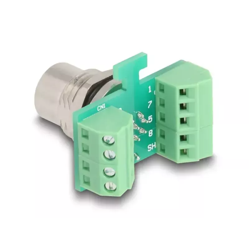 DeLOCK M12 ülekandemooduli adapter 8 kontaktiga A-koodiga emane kuni 9 kontaktiga klemmiplokk