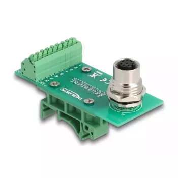 DeLOCK M12 ülekandemooduli adapter 8 kontaktiga A-kodeeringuga emane pistik 9 kontaktiga klemmiplokile