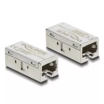 Adapter Coupler RJ45 jack-to-jack Cat.6A metallist — DELOCK, lame, hõbedane, 15.6×33.1×13.1 mm