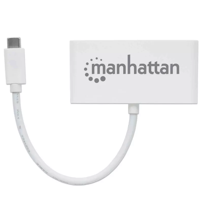 Manhattan USB-C dokk/jaotur, pordid (x4): USB-A (x3) ja USB-C, 5 Gbps (USB 3.2 Gen 1 ehk USB 3.0), toiteedastusega (60 W) USB-C porti (märkus: vajalik on täiendav USB-C seinaklaadija ja USB-C kaabel), universaalne kõikidele seadmetele, SuperSpeed USB, 3-aastane garantii