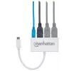 Manhattan USB-C dokk/jaotur, pordid (x4): USB-A (x3) ja USB-C, 5 Gbps (USB 3.2 Gen 1 ehk USB 3.0), toiteedastusega (60 W) USB-C porti (märkus: vajalik on täiendav USB-C seinaklaadija ja USB-C kaabel), universaalne kõikidele seadmetele, SuperSpeed USB, 3-aastane garantii
