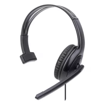 Manhattan Mono Over-Ear Headset (USB), mikrofonipoom (polsterdatud), jaemüügikarp, reguleeritav peavõru, juhtmega helitugevuse reguleerimine, kõrvapadi, USB-A nii heli kui mikrofoni jaoks, kaabel 1,5 m, kolmeaastane garantii