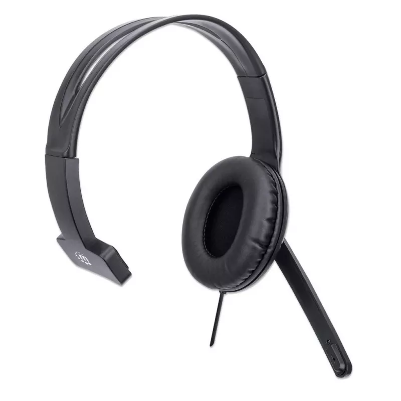 Manhattan Mono Over-Ear Headset (USB), mikrofonipoom (polsterdatud), jaemüügikarp, reguleeritav peavõru, juhtmega helitugevuse reguleerimine, kõrvapadi, USB-A nii heli kui mikrofoni jaoks, kaabel 1,5 m, kolmeaastane garantii