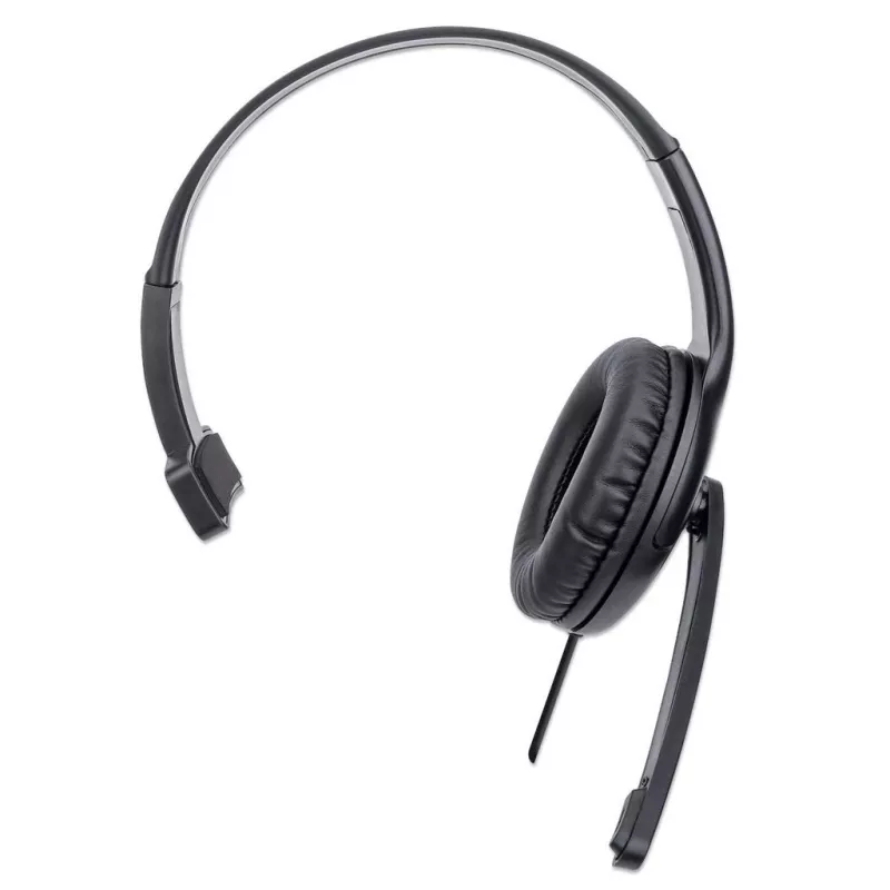 Manhattan Mono Over-Ear Headset (USB), mikrofonipoom (polsterdatud), jaemüügikarp, reguleeritav peavõru, juhtmega helitugevuse reguleerimine, kõrvapadi, USB-A nii heli kui mikrofoni jaoks, kaabel 1,5 m, kolmeaastane garantii