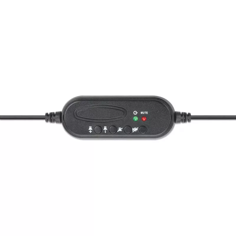 Manhattan Mono Over-Ear Headset (USB), mikrofonipoom (polsterdatud), jaemüügikarp, reguleeritav peavõru, juhtmega helitugevuse reguleerimine, kõrvapadi, USB-A nii heli kui mikrofoni jaoks, kaabel 1,5 m, kolmeaastane garantii