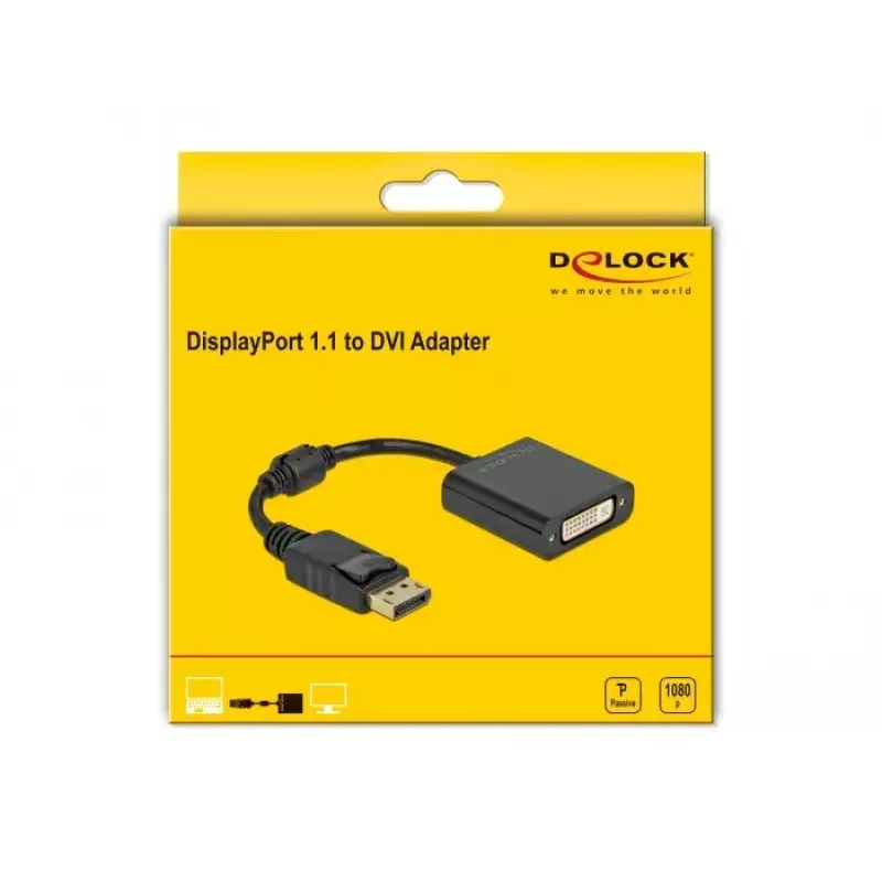 Adapter DisplayPort 1.1 isane DVI-D emasele Passiivne must DeLOCK 61008