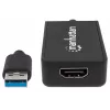 Manhattan USB-A–HDMI adapterkaabel, 60 cm, isane–emane, 5 Gbit/s (USB 3.2 Gen1 e. USB 3.0), 2560×1440 @ 32-bitine värv, Full HD video 1080p@16:9, must, blister