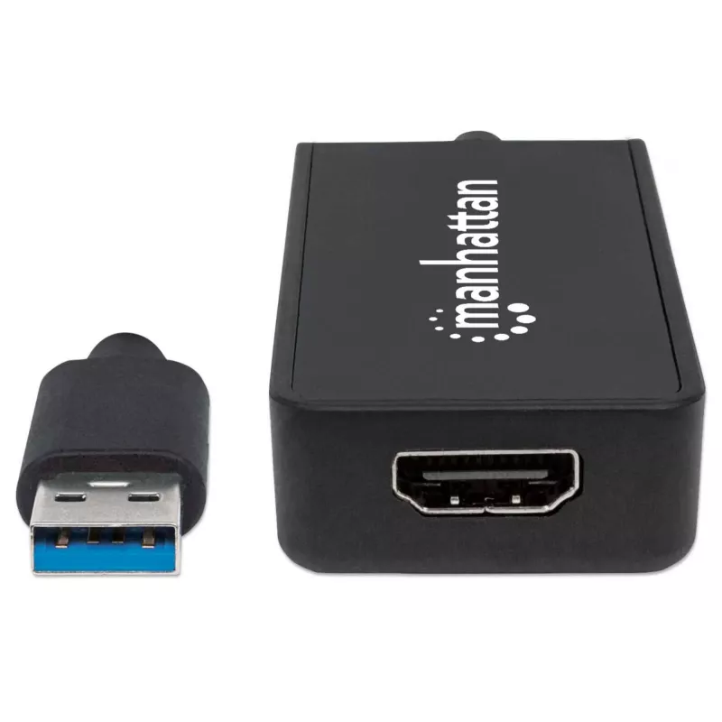 Manhattan USB-A–HDMI adapterkaabel, 60 cm, isane–emane, 5 Gbit/s (USB 3.2 Gen1 e. USB 3.0), 2560×1440 @ 32-bitine värv, Full HD video 1080p@16:9, must, blister