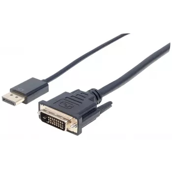 Manhattan DisplayPort 1.2a DVI-D 24+1 kaabel, 1080p@60Hz, 3m, isane-isanele, passiivne, ühildub DVD-D-ga, must, kolmeaastane garantii, ekvivalent DP2DVIMM10-le.