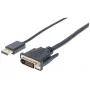 Manhattan DisplayPort 1.2a DVI-D 24+1 kaabel, 1080p@60Hz, 3m, isane-isanele, passiivne, ühildub DVD-D-ga, must, kolmeaastane garantii, ekvivalent DP2DVIMM10-le.