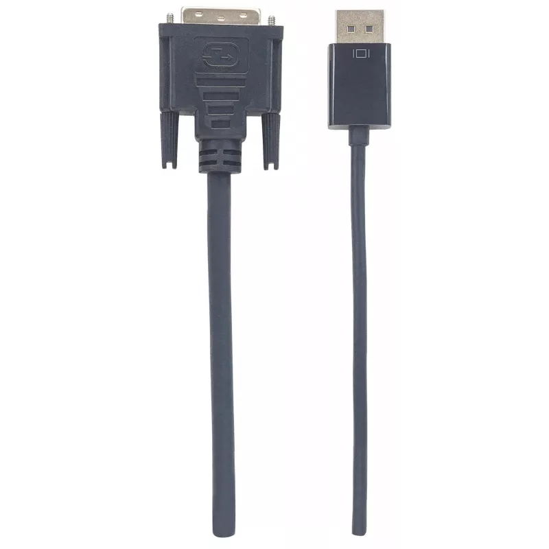 Manhattan DisplayPort 1.2a DVI-D 24+1 kaabel, 1080p@60Hz, 3m, isane-isanele, passiivne, ühildub DVD-D-ga, must, kolmeaastane garantii, ekvivalent DP2DVIMM10-le.