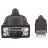 Manhattan USB-A - jadaliidese muundurkaabel, 45 cm, isane-isane, Serial/RS232/COM/DB9, Prolific PL-2303HXD kiip, must/hõbedane kaabel, kolmeaastane garantii