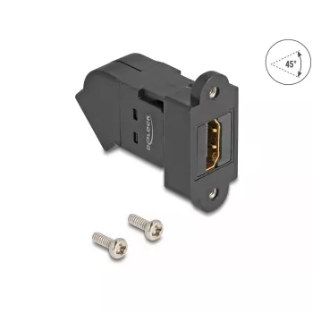 DeLOCK HDMI paneeliadapter emane HDMI kuni emane HDMI 45° nurgaga 8K 60 Hz must