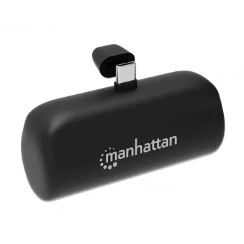 Manhattan akupank integreeritud USB-C pistikuga, 5000 mAh, kuni 20W väljund, tugijalg kasutamiseks laadimistelefonihoidjana, must, üheaastane garantii