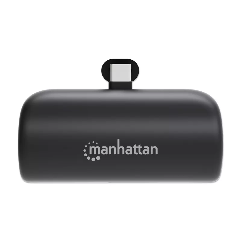 Manhattan akupank integreeritud USB-C pistikuga, 5000 mAh, kuni 20W väljund, tugijalg kasutamiseks laadimistelefonihoidjana, must, üheaastane garantii