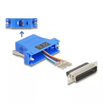 DELOCK D-Sub 25 kontakti isane RJ12 emase komplekti kogum, sinine