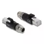 Adapter DELOCK M12 X-koodiga 8‑kontaktiline isane RJ45 pistikusse, kullatud kontaktid, must