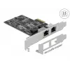 DeLOCK PCI Express x2 kaart kahe RJ45 2,5 Gigabit LAN-pordiga RTL8125