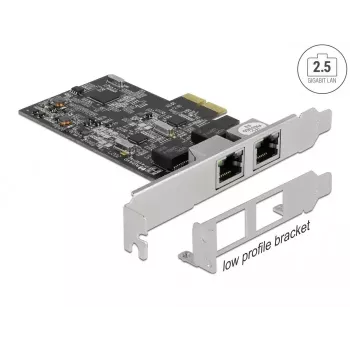 DeLOCK PCI Express x2 kaart kahe RJ45 2,5 Gigabit LAN-pordiga RTL8125