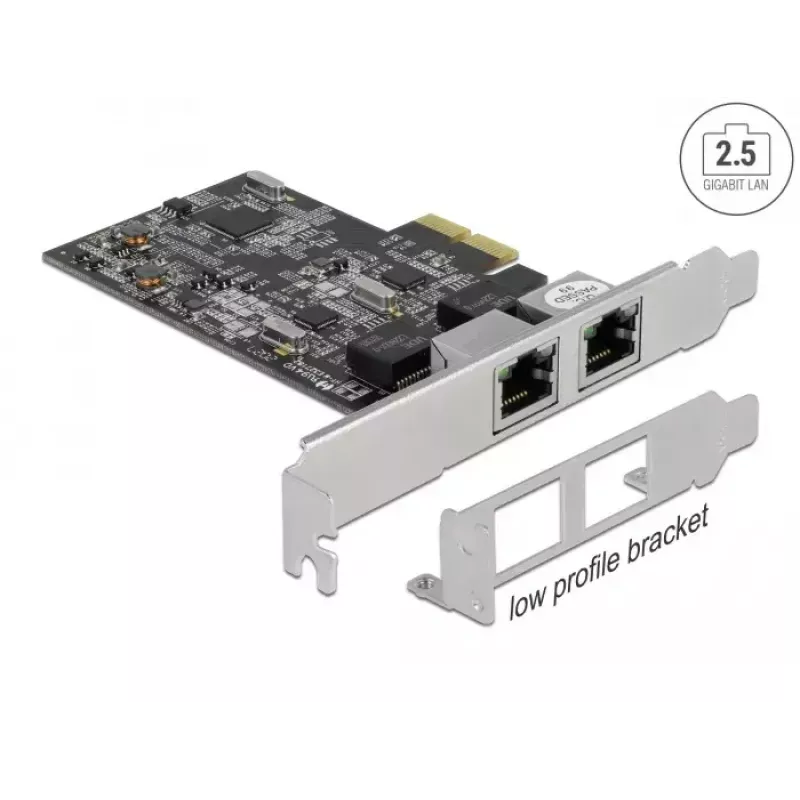 DeLOCK PCI Express x2 kaart kahe RJ45 2,5 Gigabit LAN-pordiga RTL8125