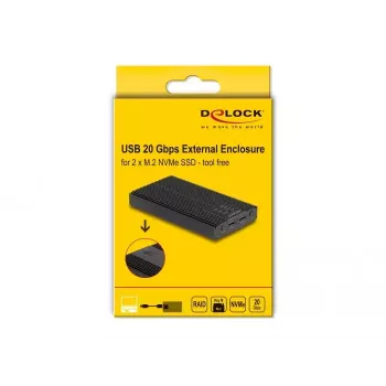 SSD-korpus DeLOCK 42022 - väline korpus USB 20 Gbps kahele M.2 NVMe PCIe SSD-le