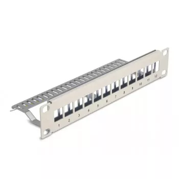 DeLOCK 10-tolline Keystone patch-paneel 12 pordiga tõmbekaitsega 1U hall