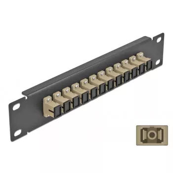 Fiiberoptiline patch-paneel DeLOCK 10 tolli 12 pordiga SC Simplex Beež 1U Must