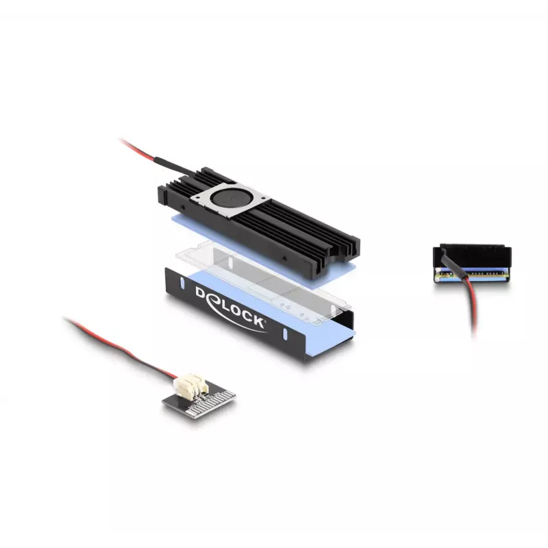 Jahutusradiaator DeLOCK jahutusradiaator ventilaatoriga M.2 SSD 2280 must alumiinium
