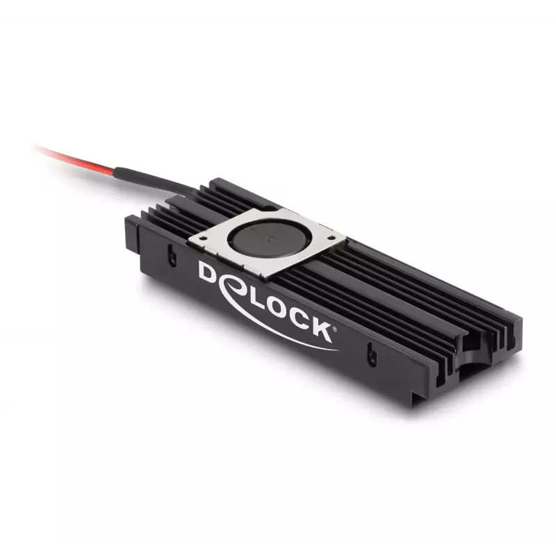 Jahutusradiaator DeLOCK jahutusradiaator ventilaatoriga M.2 SSD 2280 must alumiinium