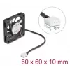 DELOCK arvutikorpuse ventilaator 6 cm (60x60x10 mm), 12 V, kuullaagriga, must, mudel 67294