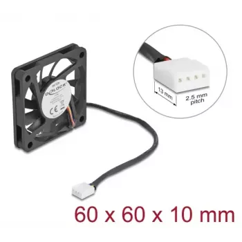 DELOCK arvutikorpuse ventilaator 6 cm (60x60x10 mm), 12 V, kuullaagriga, must, mudel 67294