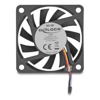 DELOCK arvutikorpuse ventilaator 6 cm (60x60x10 mm), 12 V, kuullaagriga, must, mudel 67294